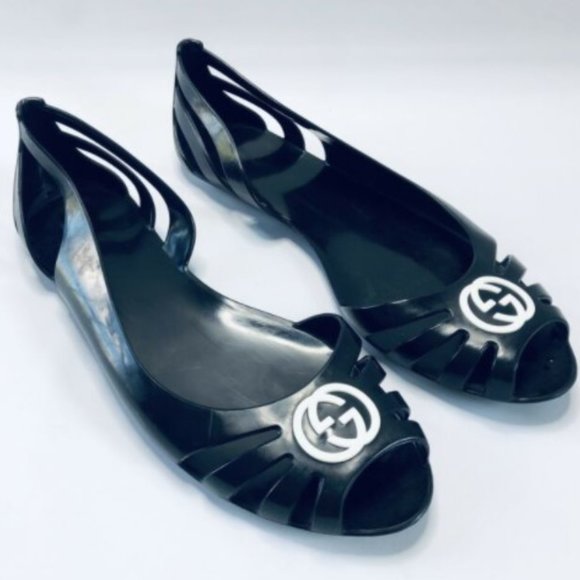 Shoes - Rare!! GUCCI Rubber Jelly Flat with Gucci Logo - Size 36